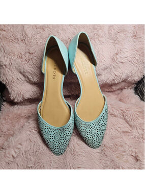 Talbots Perforated Blue D'Orsay Flats Size 9.5